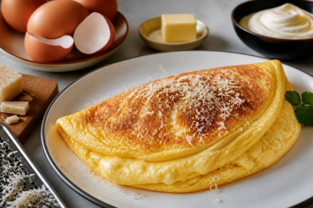 Omelette soufflée au fromage : recette gourmande