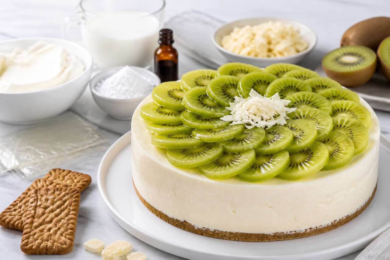 Cheesecake kiwi chocolat blanc sans cuisson