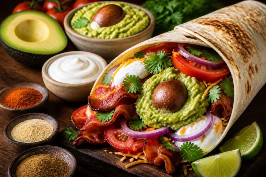Wrap au guacamole, fromage et bacon croustillant : délicieuse recette