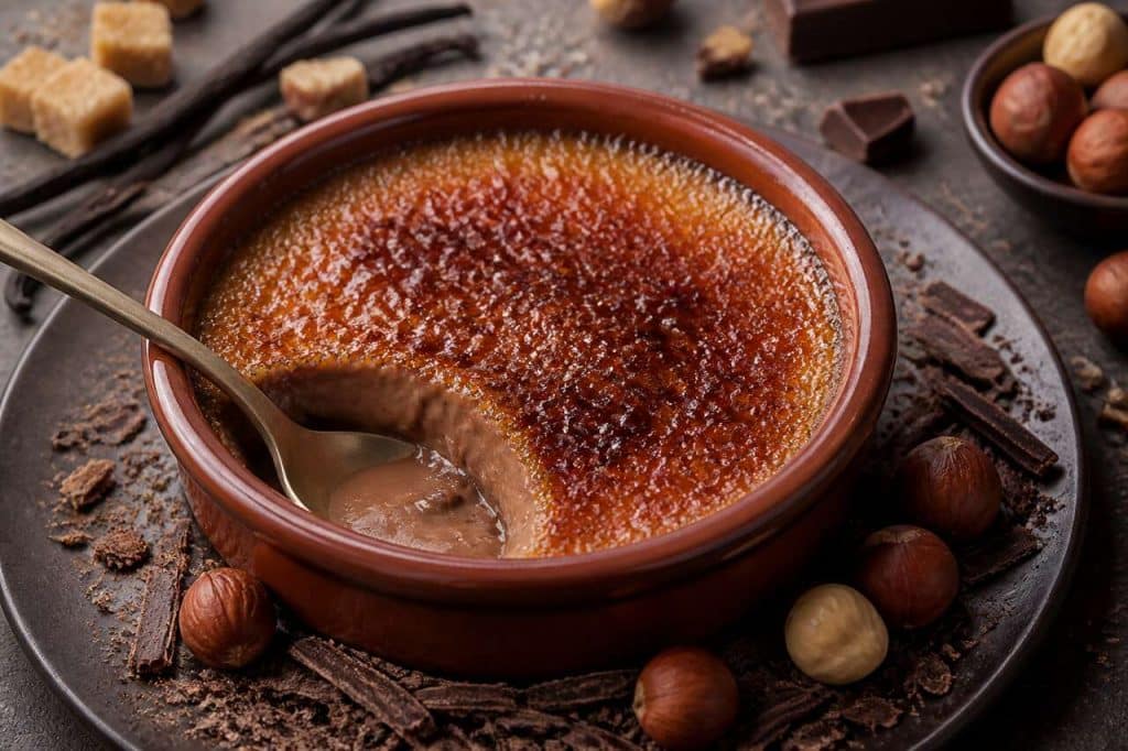Crème brûlée au chocolat et noisettes : recette facile et gourmande