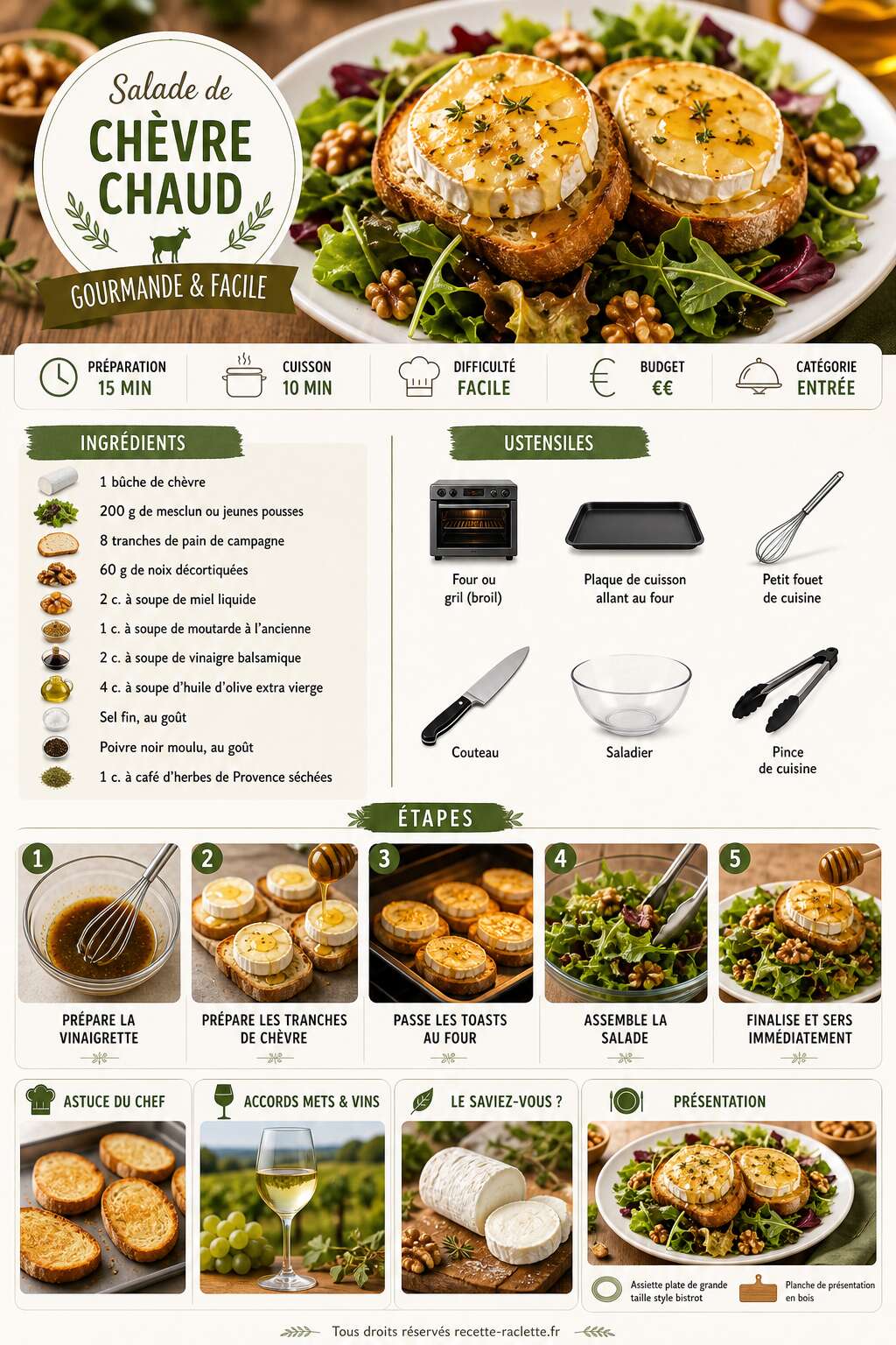 Fiche recette Salade de ch&egrave;vre chaud : recette gourmande et facile