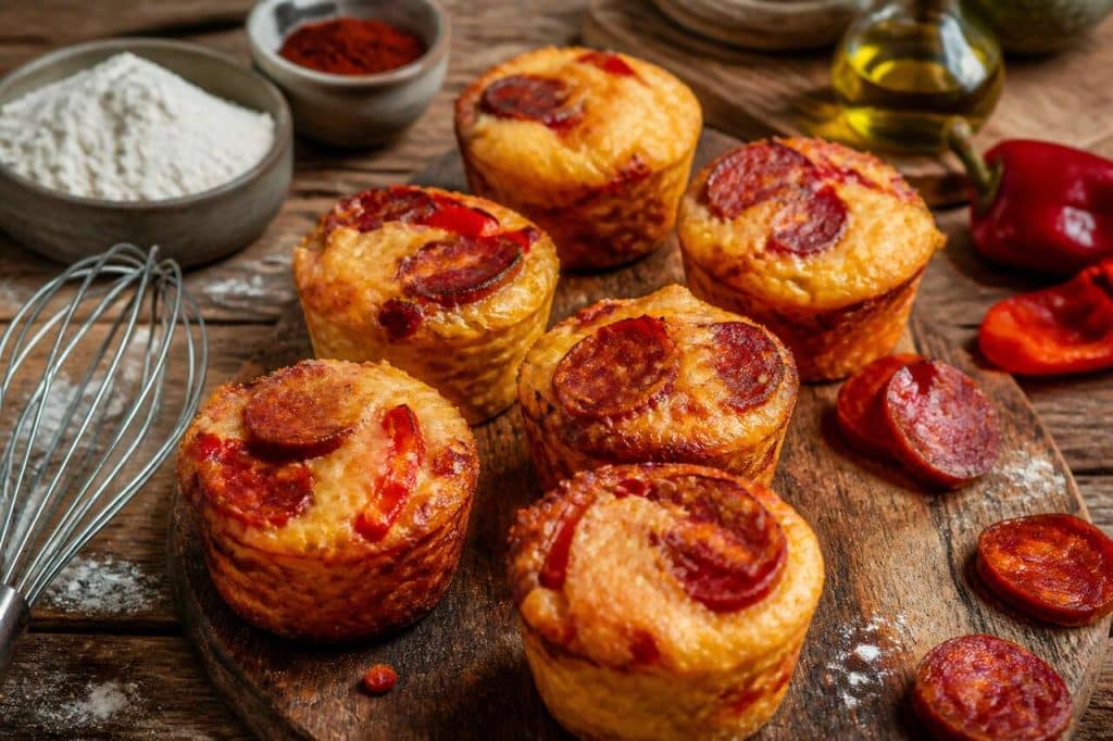 Mini cakes chorizo, poivron et fromage : recette gourmande