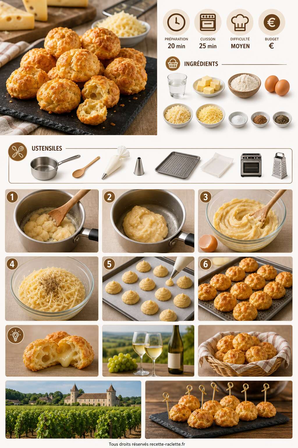 Fiche recette Goug&egrave;res aux fromages : recette gourmande pour vos ap&eacute;ritifs