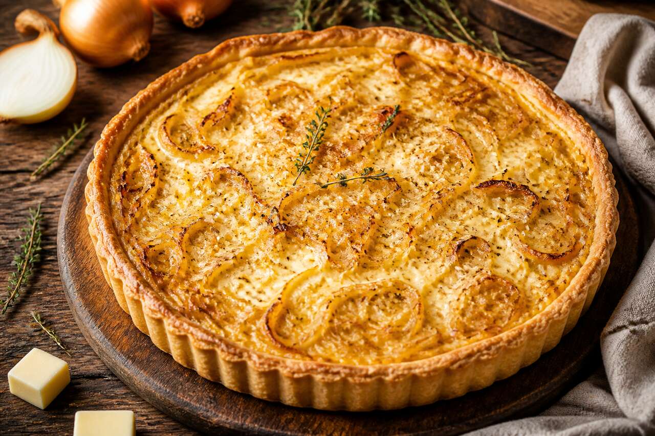 Tarte à l'ancienne aux oignons fondants : la recette savoureuse