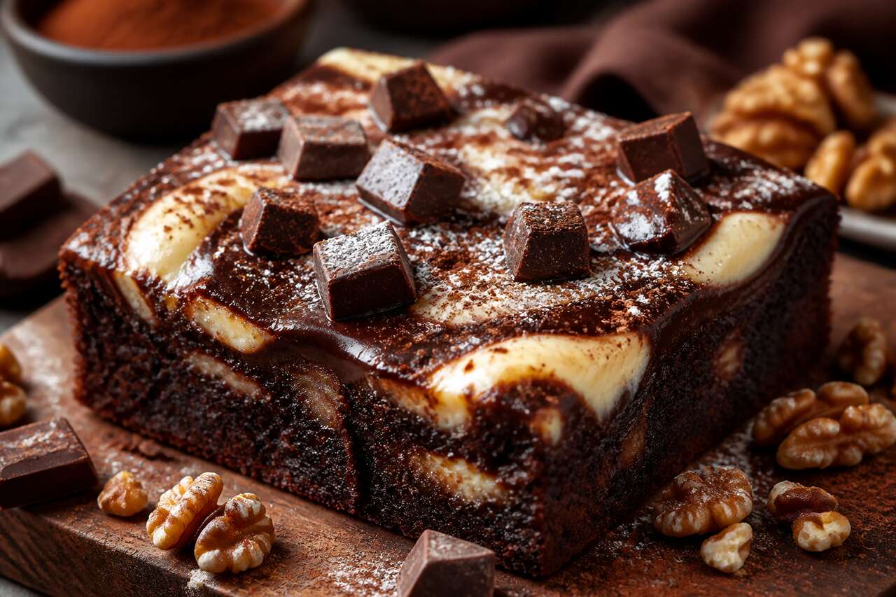 Brownie au chocolat noir et fromage frais : recette gourmande