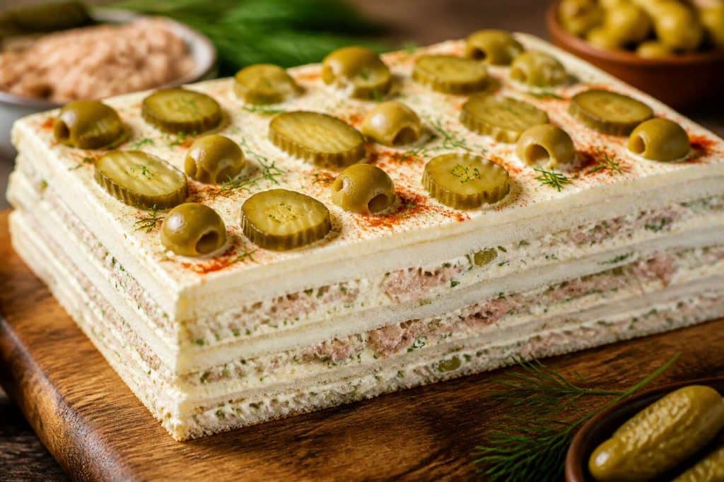 Sandwich cake aux crudités et thon : recette gourmande