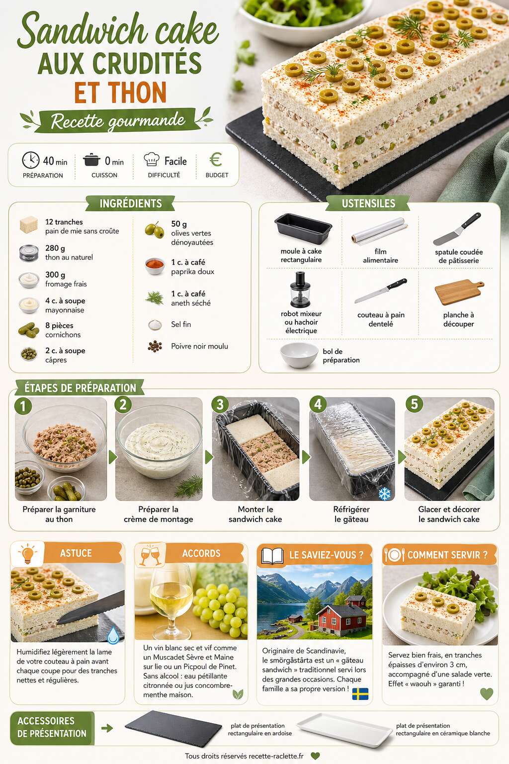 Fiche recette Sandwich cake aux crudit&eacute;s et thon : recette gourmande