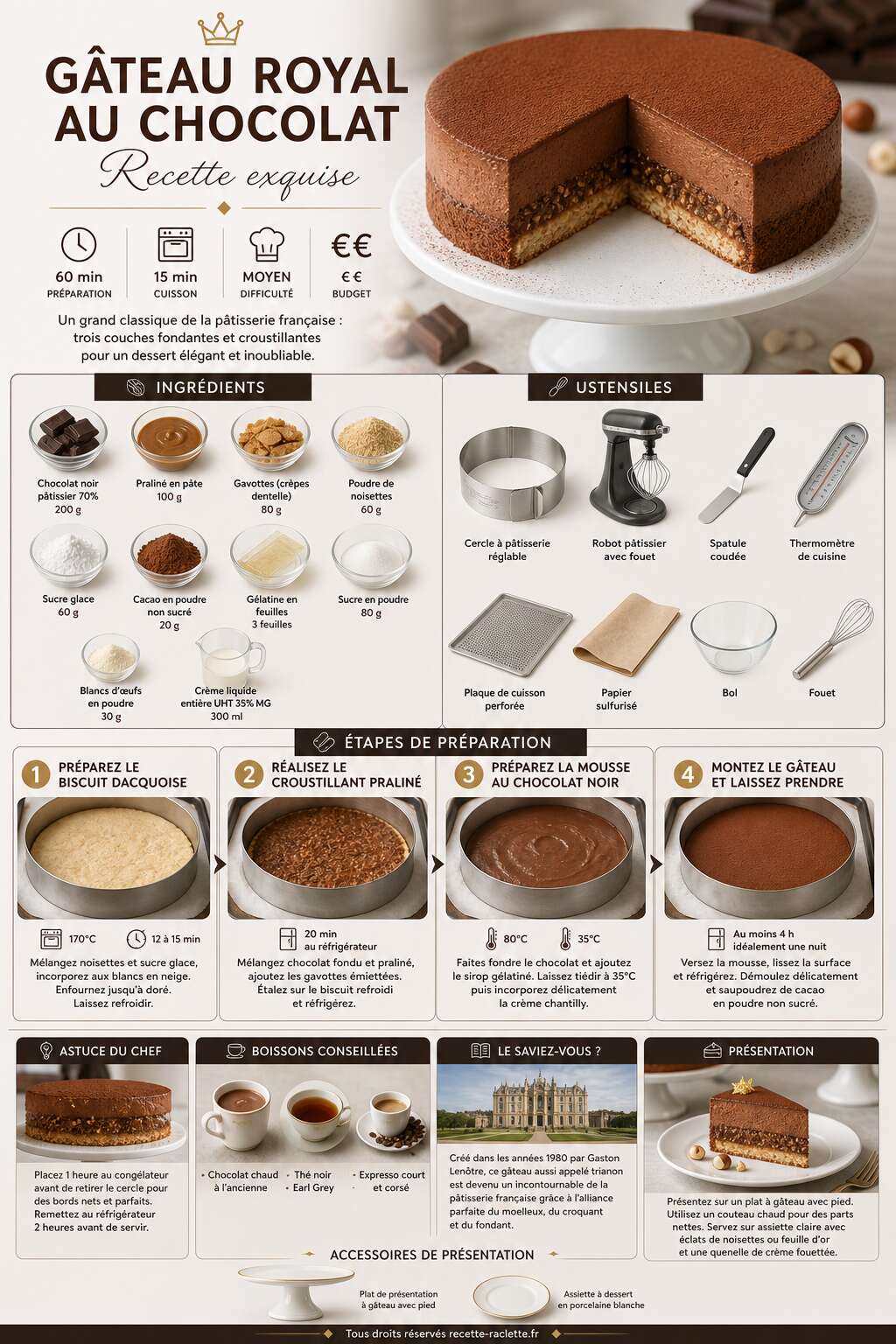 Fiche recette Gâteau royal au chocolat : recette exquise Fiche recette Gâteau royal au chocolat : recette exquise