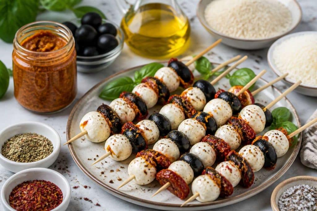 Brochettes de fromage à l'italienne pour plateau télé
