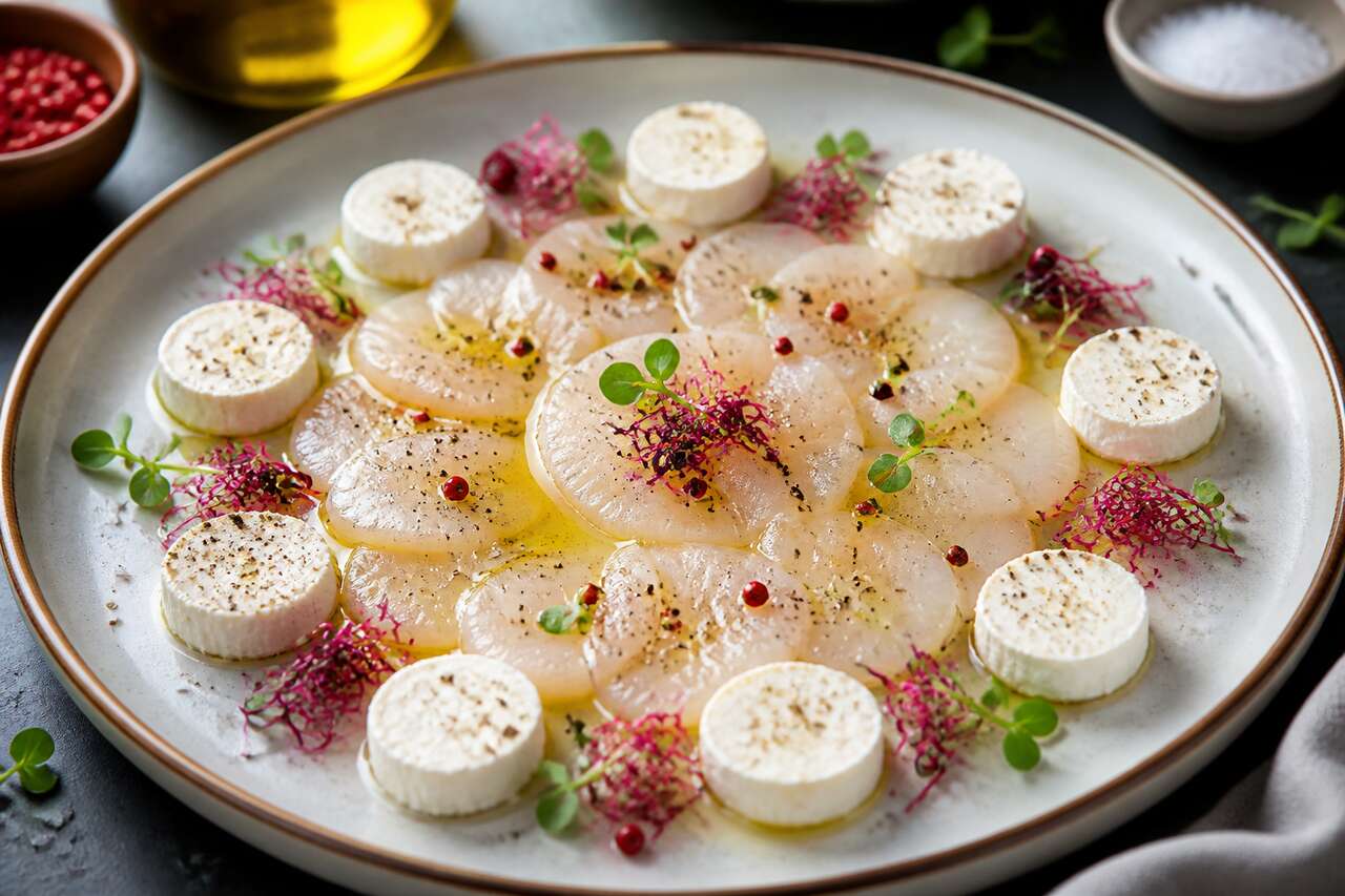 Carpaccio de saint-jacques et mini fromage : recette gourmande
