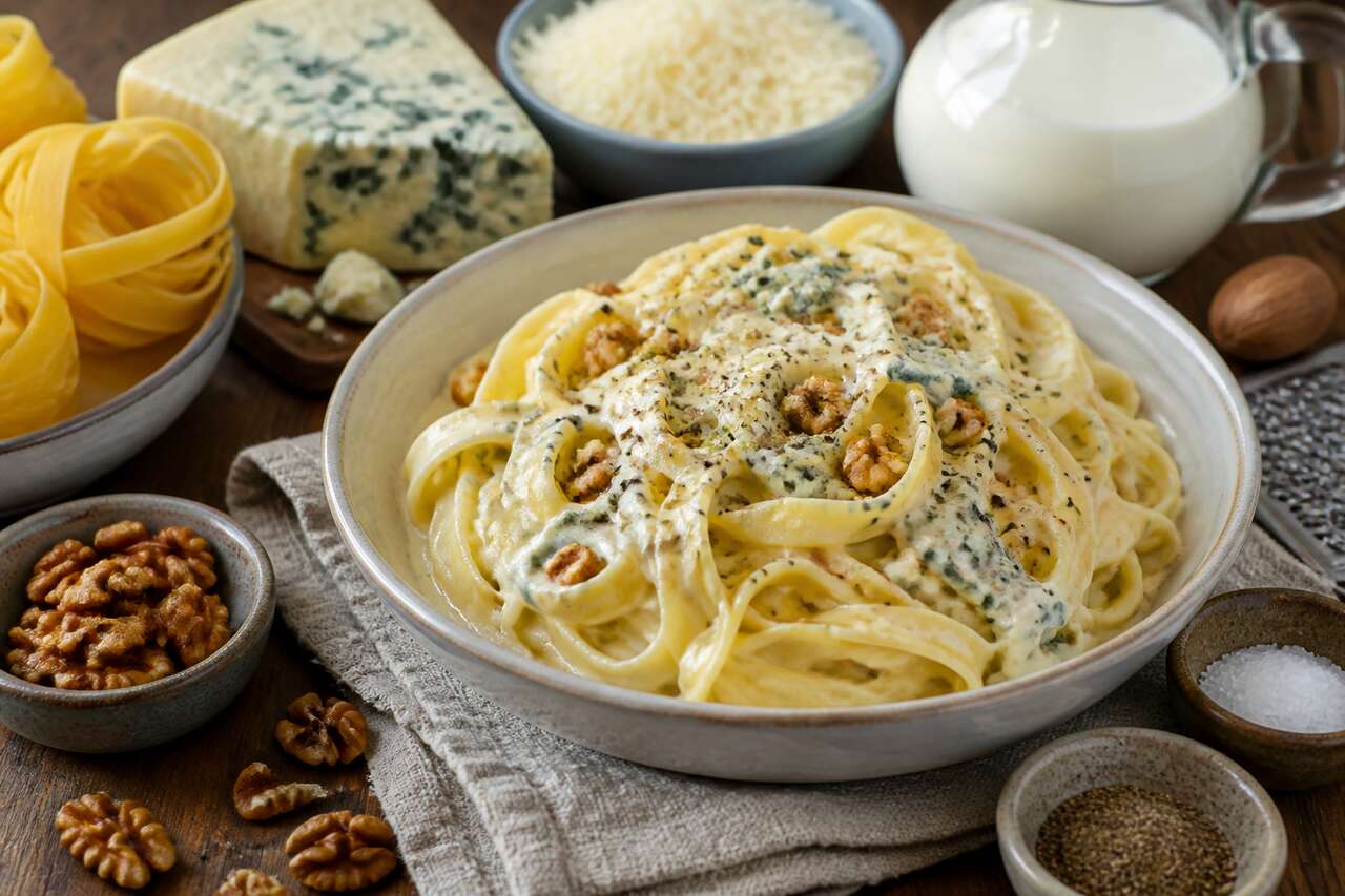 Tagliatelles au fromage bleu : recette facile et gourmande