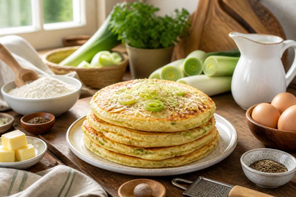 Recette pancakes aux poireaux moelleux