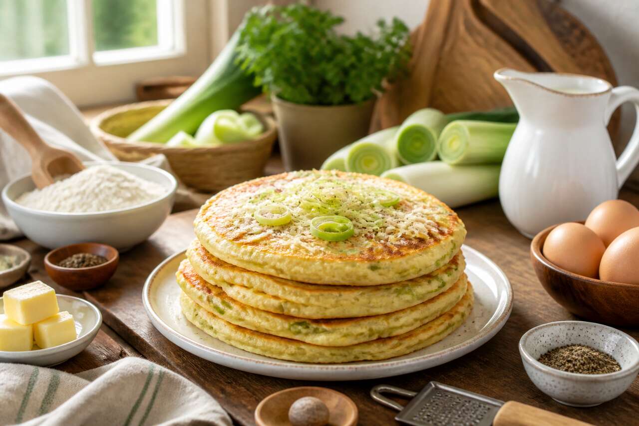 Recette pancakes aux poireaux moelleux