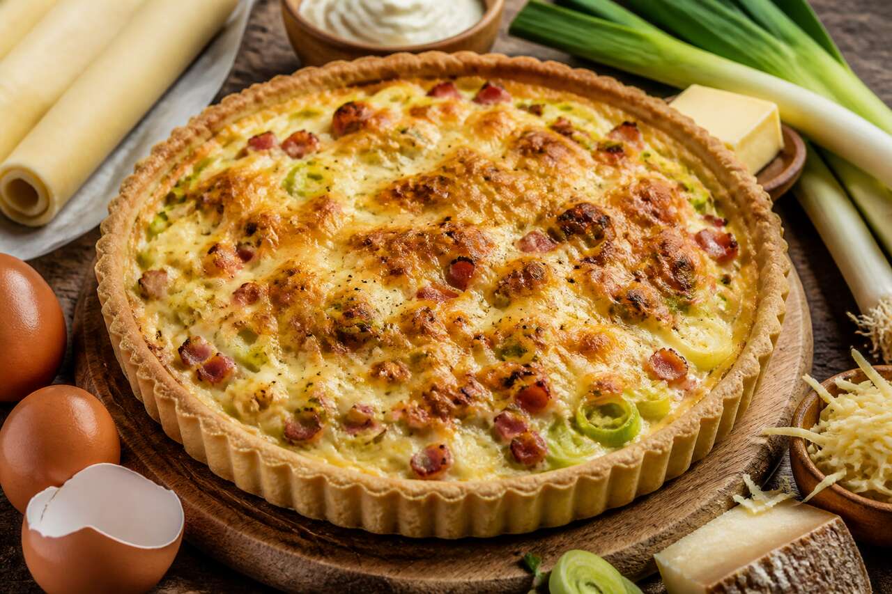 Tarte aux poireaux, lardons et fromage frais : une recette gourmande