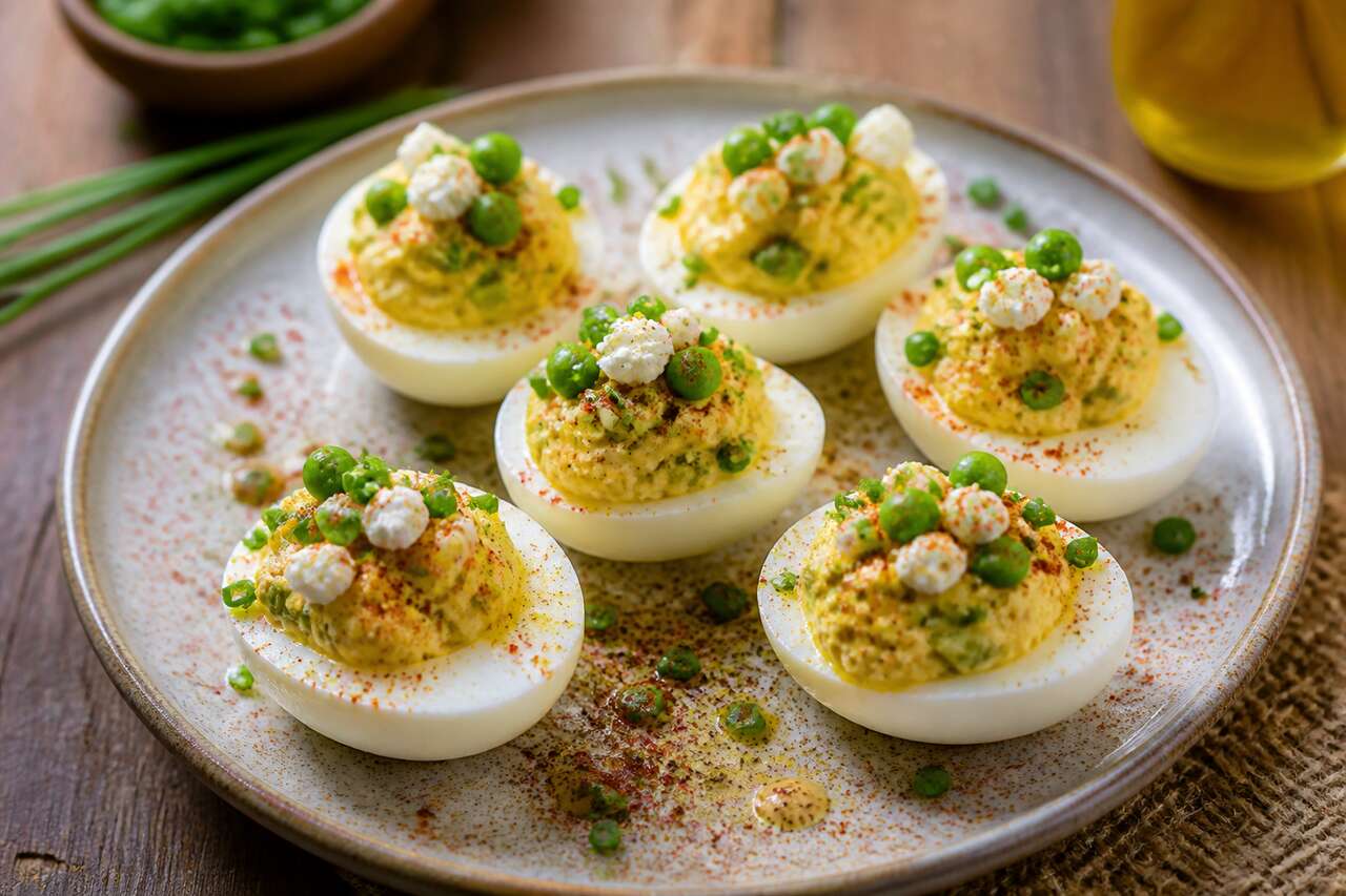Œufs mimosa au fromage frais et petits pois : recette savoureuse