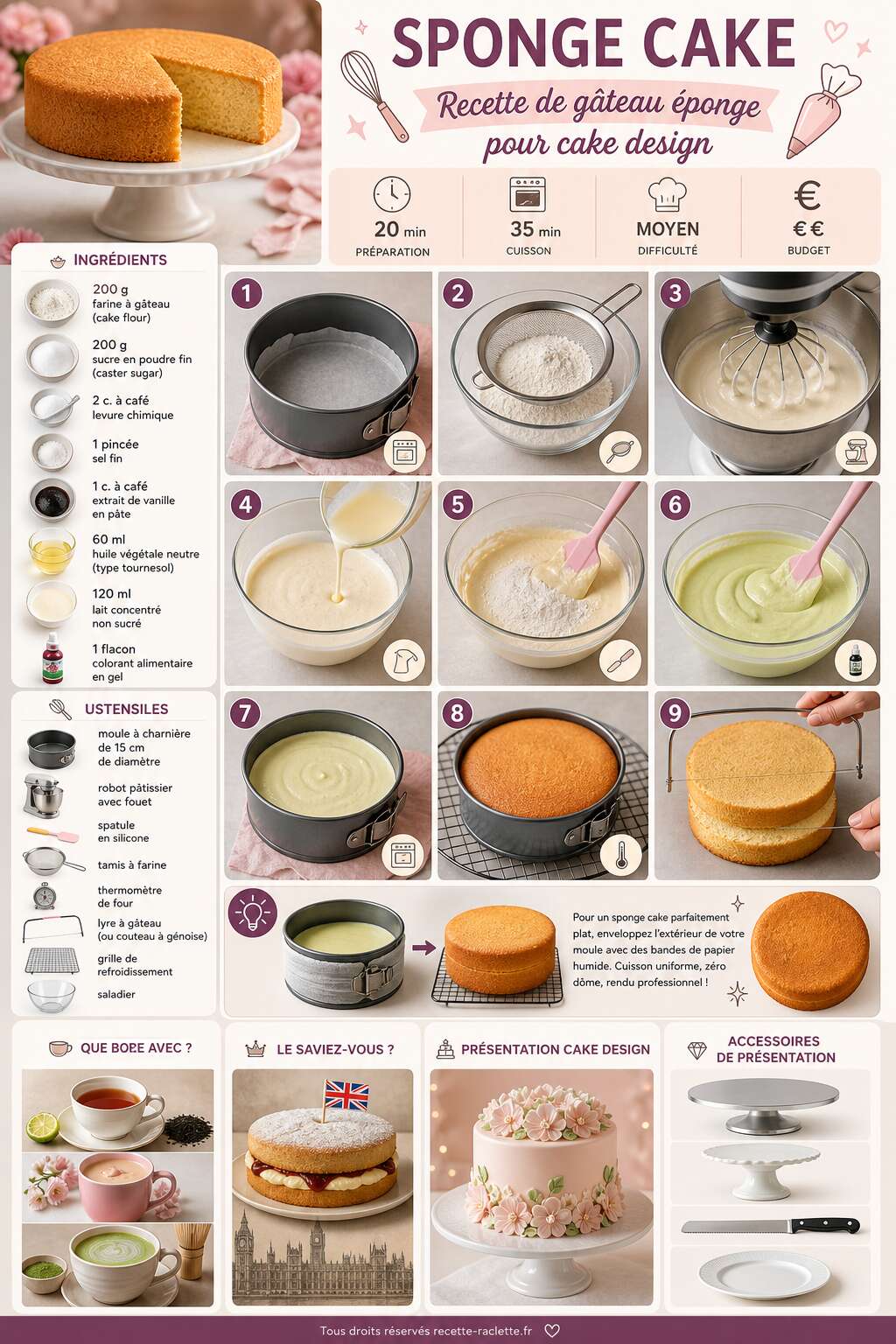 Fiche recette Sponge cake : recette de g&acirc;teau &eacute;ponge pour cake design