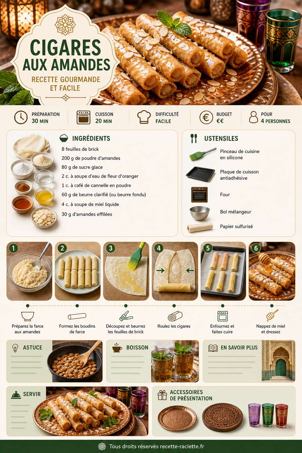 Fiche recette Cigares aux amandes : recette gourmande et facile Fiche recette Cigares aux amandes : recette gourmande et facile