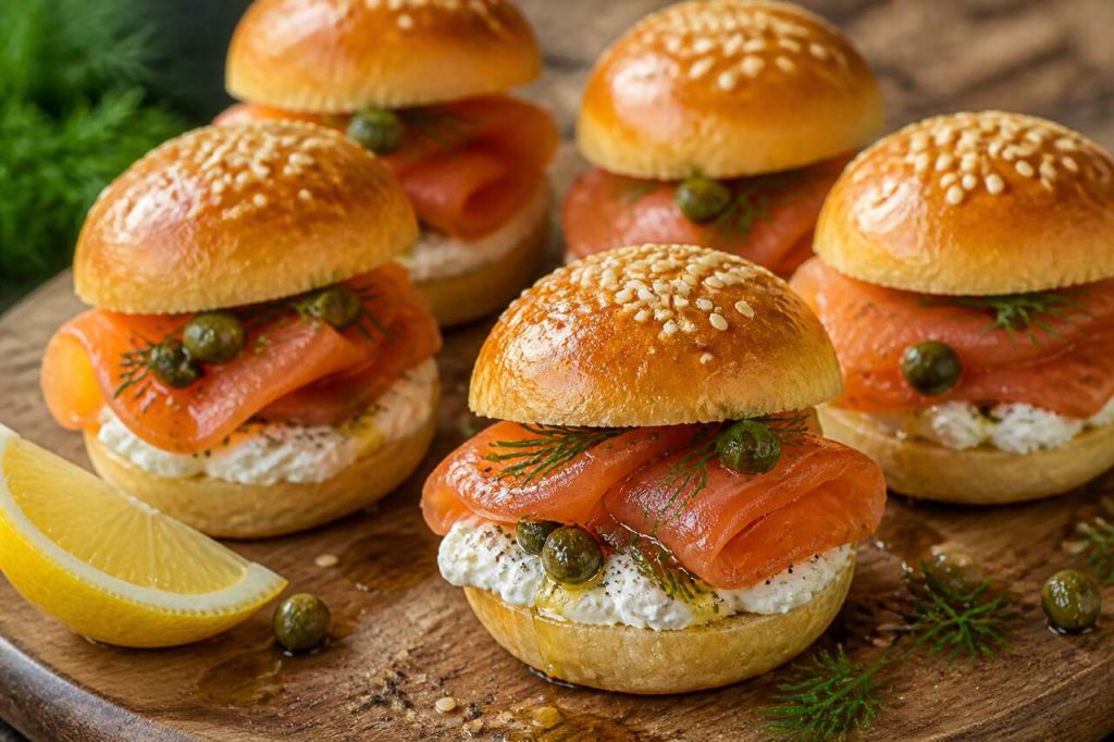 Mini-burger au saumon fumé et fromage frais : recette gourmande