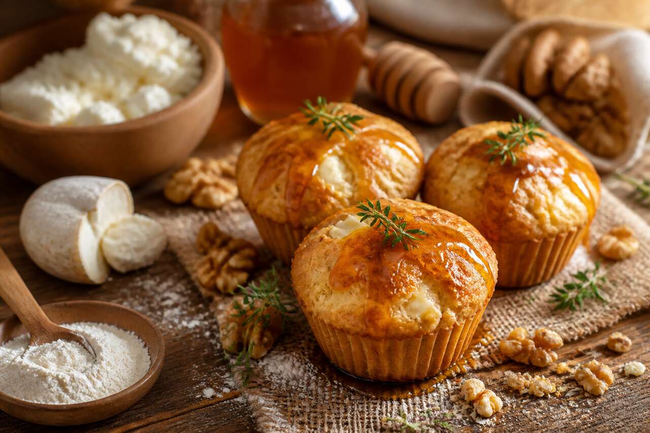 Muffins au chèvre et miel de châtaignier : une recette gourmande