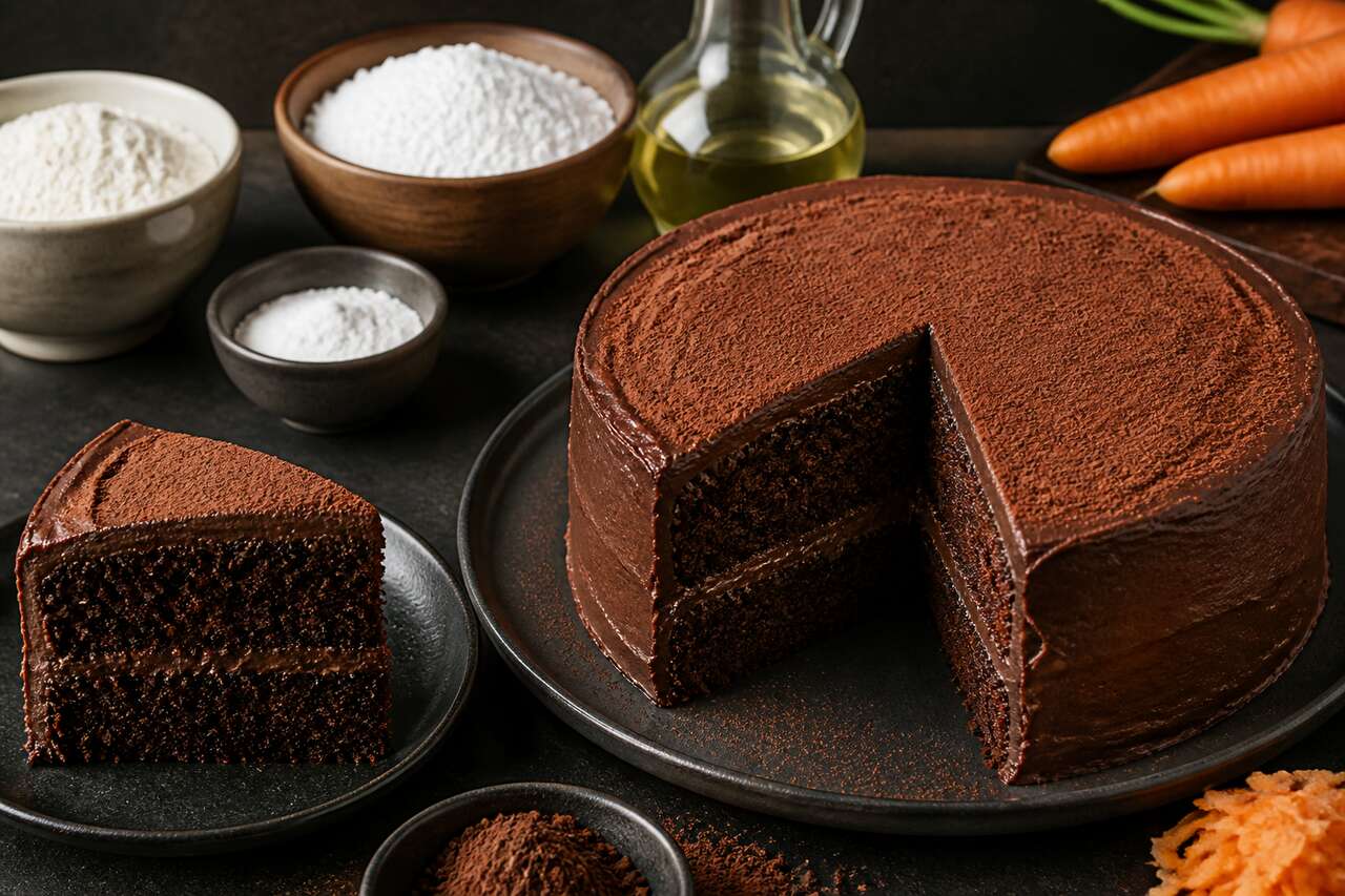 Gâteau chocolat-carotte : recette facile à 5 ingrédients