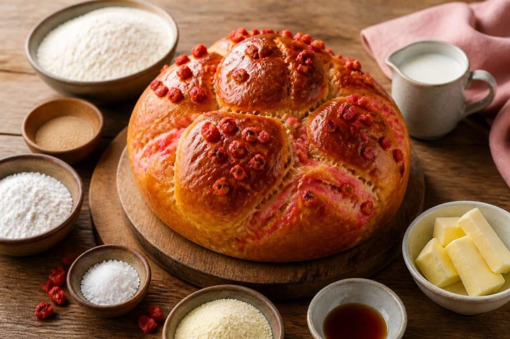 Recette de brioche aux pralines roses