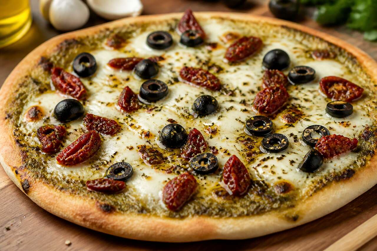 Recette pizza pita à la tartinade végétale ail & fines herbes