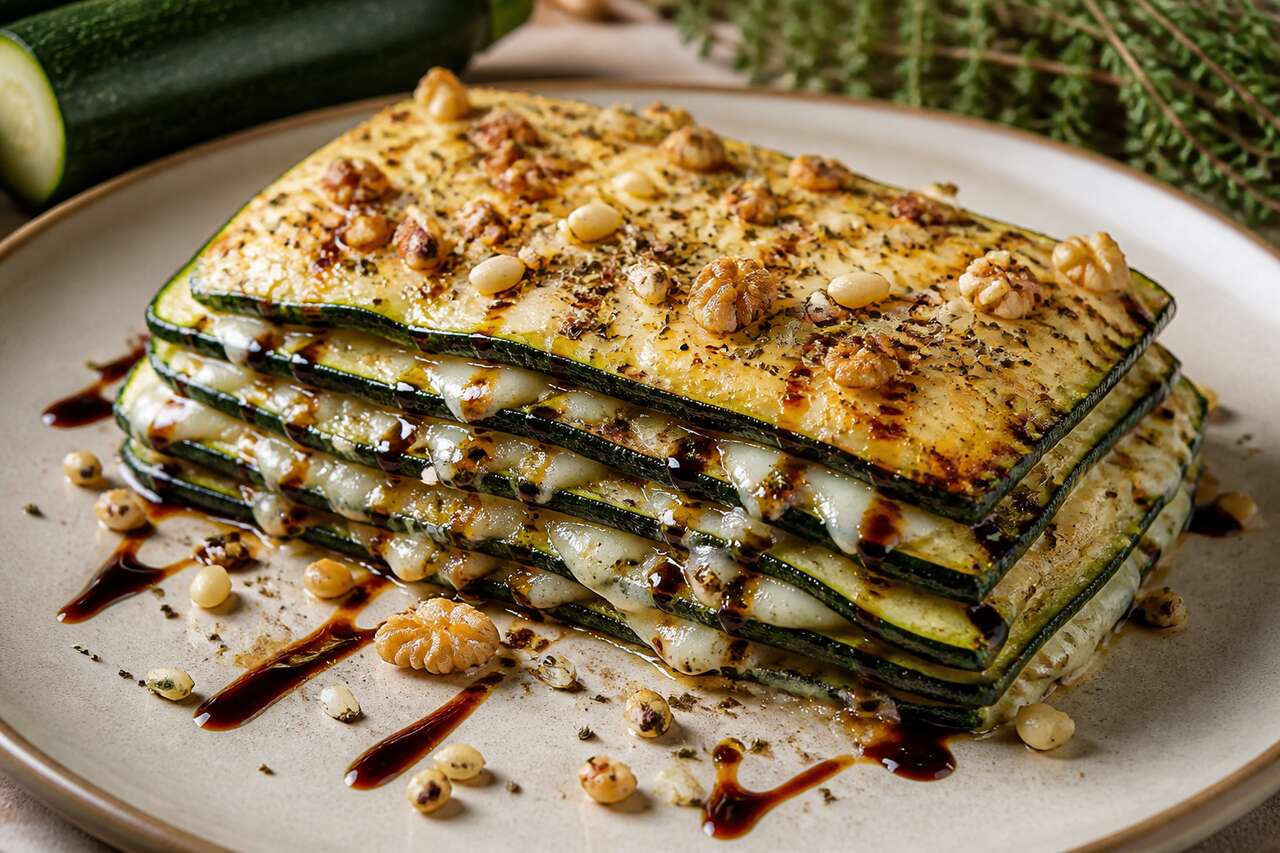 Mille-feuille de courgette grillée au fromage bleu : la recette gourmande