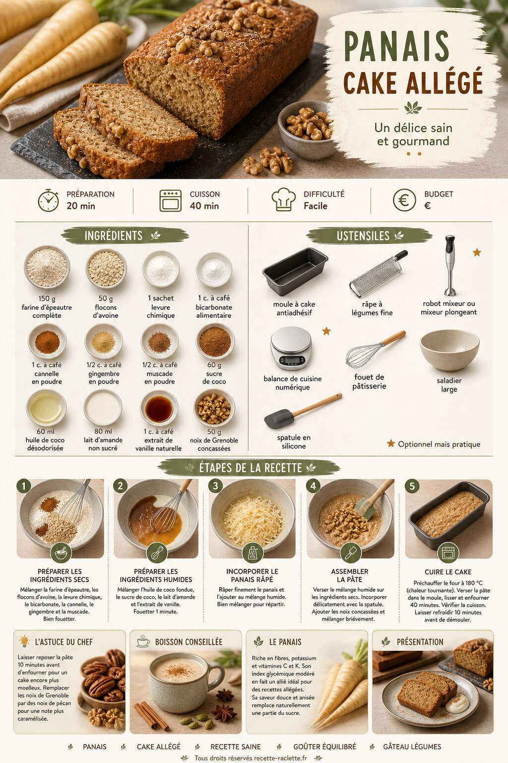 Fiche recette Recette du panais cake all&eacute;g&eacute; : un d&eacute;lice sain et gourmand