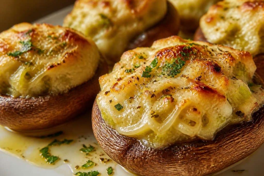 Champignons farcis au poireau et fromage : la recette gourmande