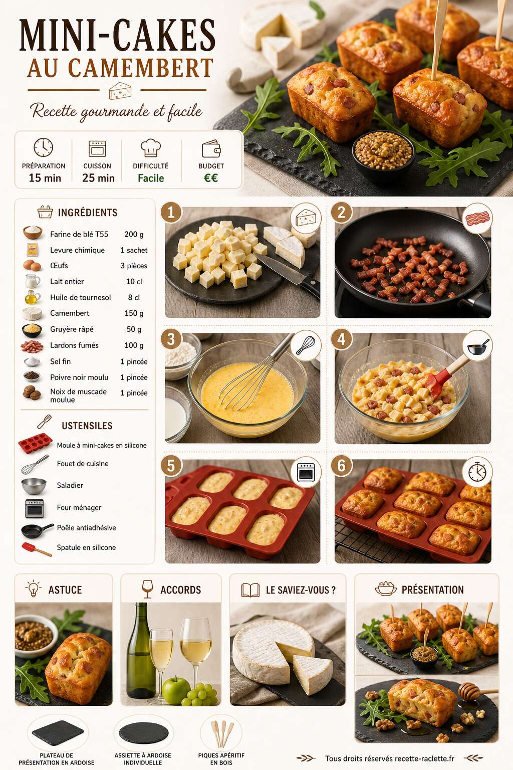 Fiche recette Mini-cakes au Camembert : recette gourmande et facile