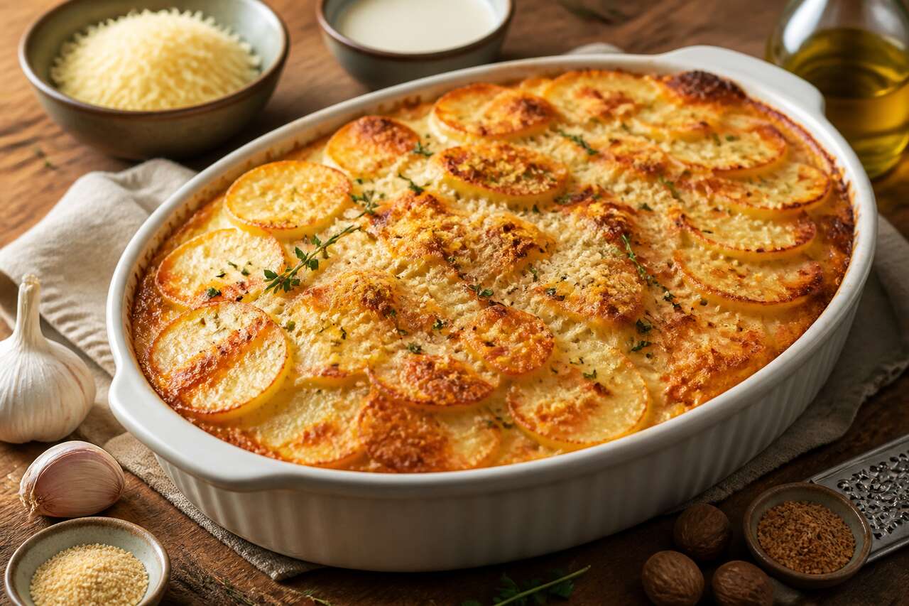 Gratin de pommes de terre au parmesan : recette savoureuse