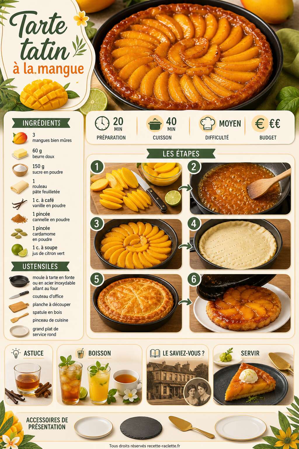 Fiche recette Tarte tatin &agrave; la mangue : recette gourmande