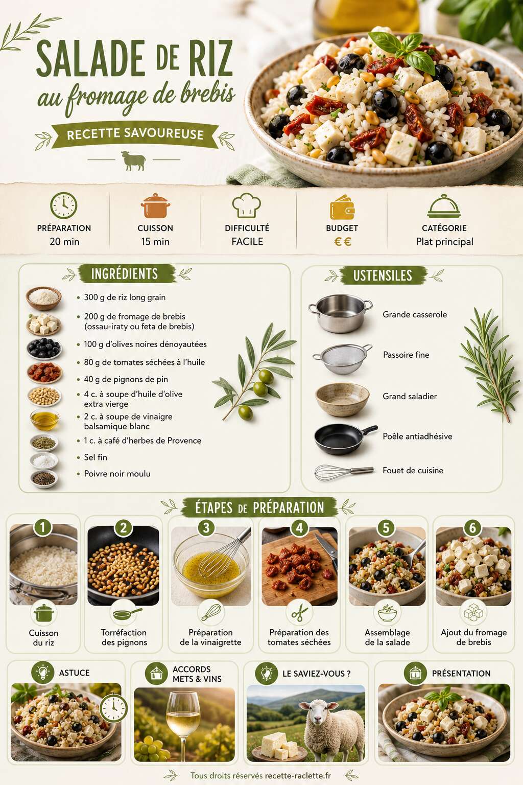 Fiche recette Salade de riz au fromage de brebis : recette savoureuse Fiche recette Salade de riz au fromage de brebis : recette savoureuse