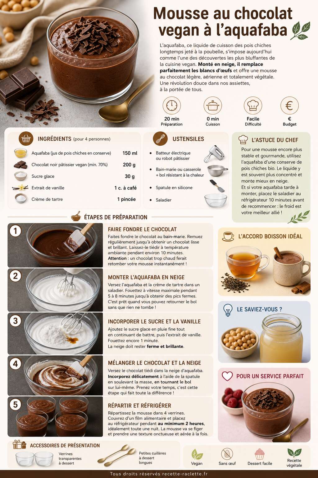 Fiche recette Mousse au chocolat vegan à l'aquafaba Fiche recette Mousse au chocolat vegan à l'aquafaba