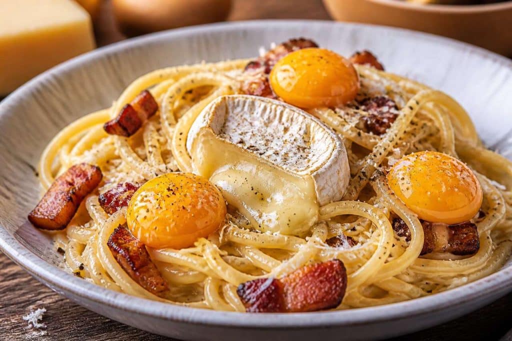Pâtes carbonara au camembert : découvrez la recette savoureuse