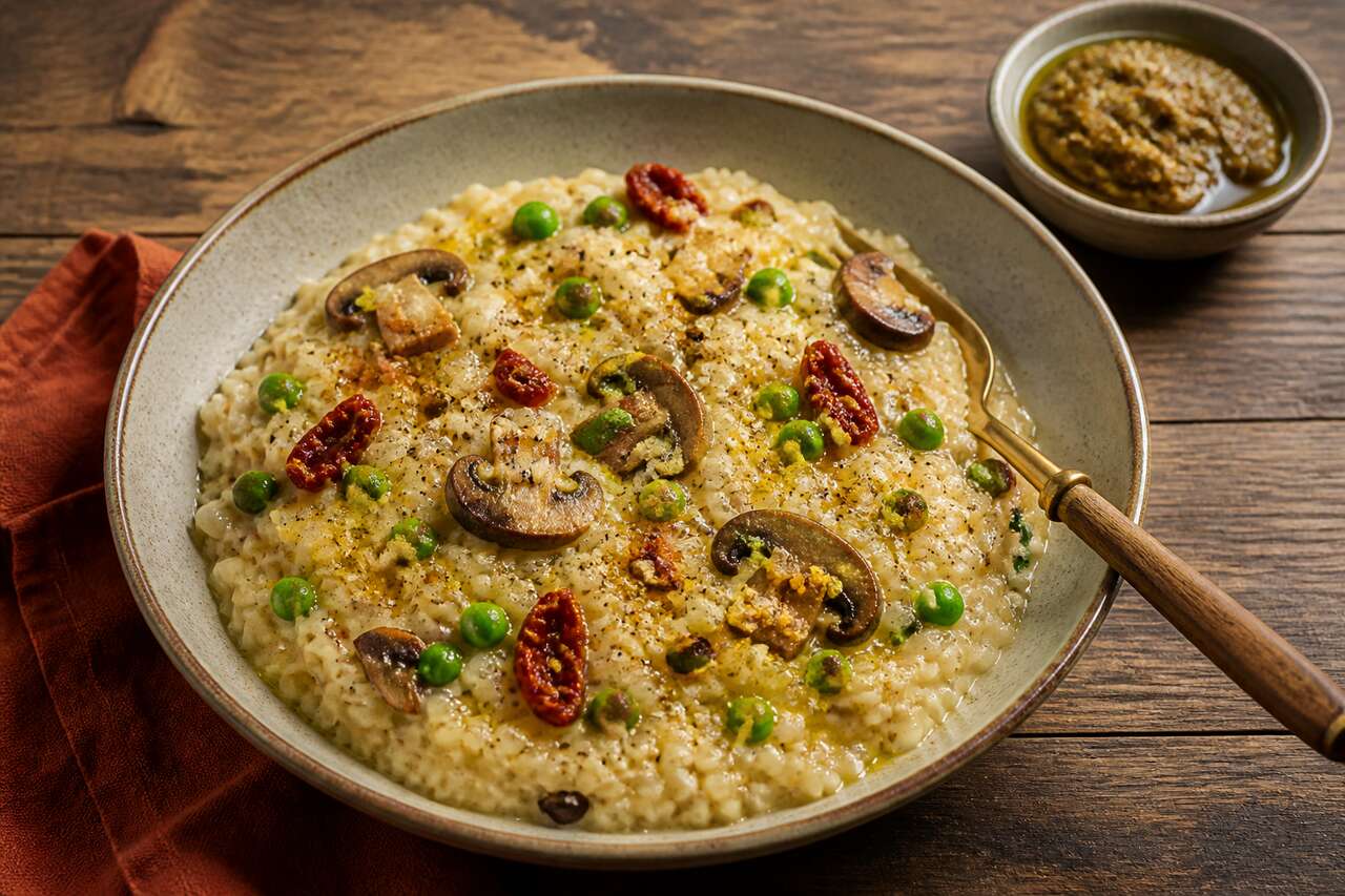 Risotto aux légumes et tartinade végétale aux herbes de Provence
