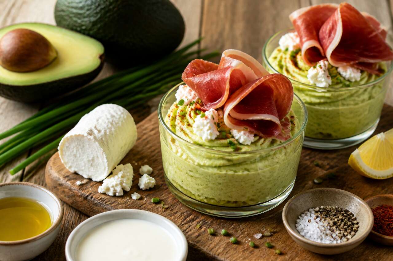 Mousse d'avocat au fromage de chèvre et jambon cru : recette savoureuse
