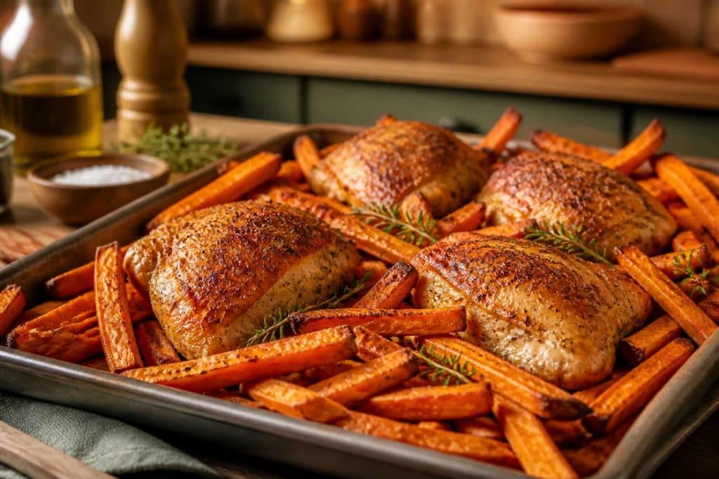 Recette de poulet frites avec patate douce