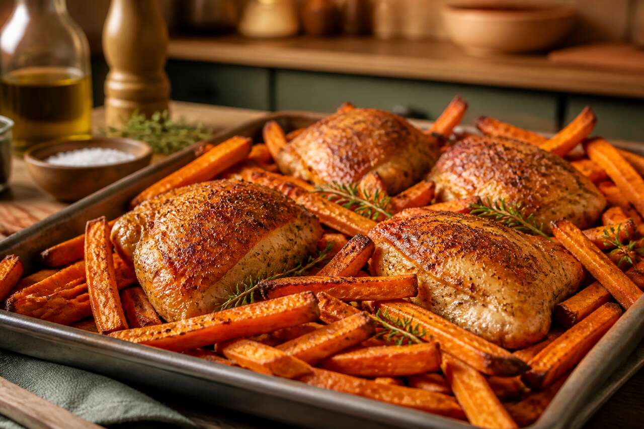 Recette de poulet frites avec patate douce