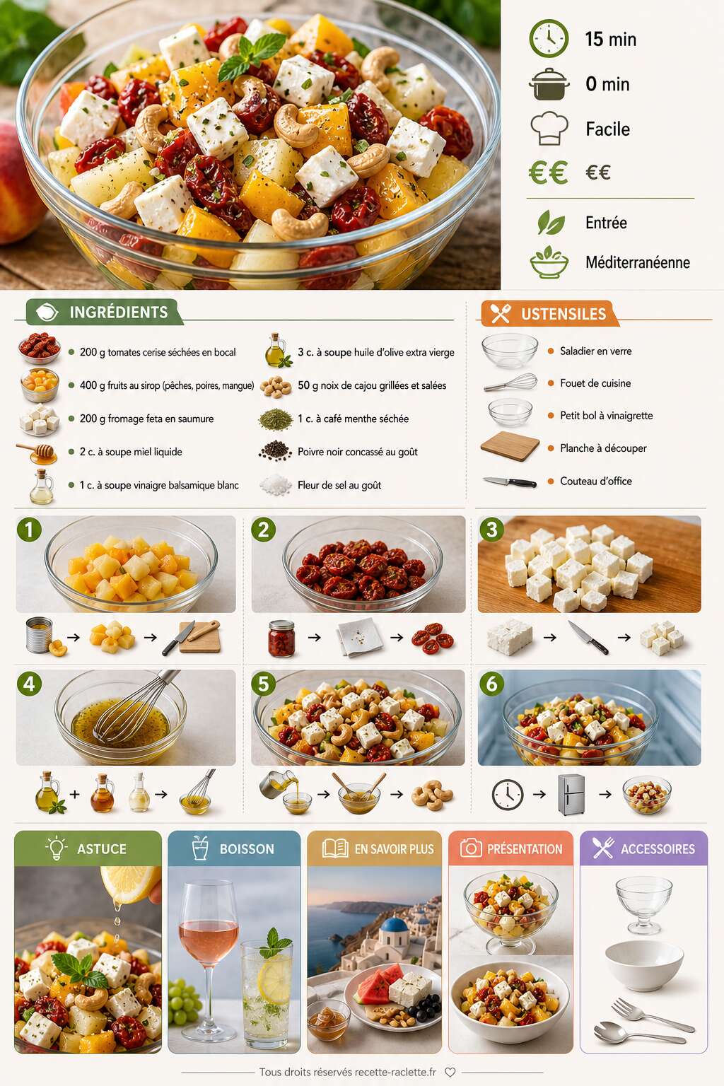 Fiche recette Salade de fruits et tomates cerise au fromage : recette savoureuse