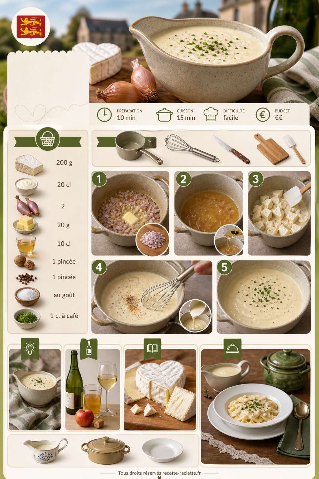 Fiche recette Recette normande : sauce onctueuse au neufchâtel Fiche recette Recette normande : sauce onctueuse au neufchâtel