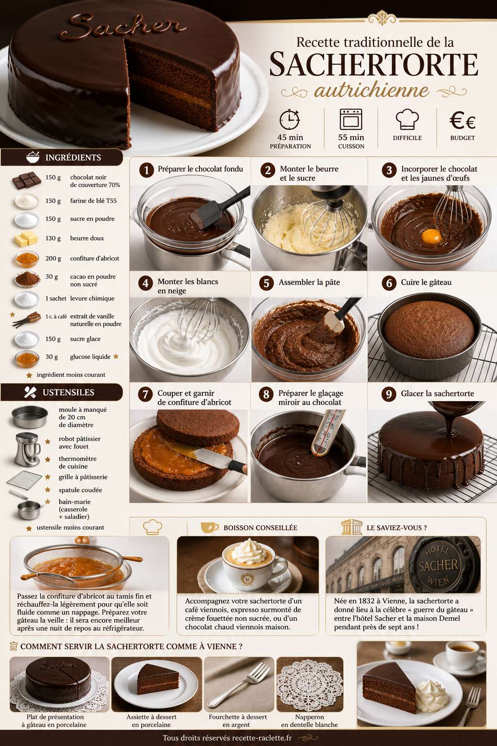 Fiche recette Recette traditionnelle de la Sachertorte autrichienne Fiche recette Recette traditionnelle de la Sachertorte autrichienne