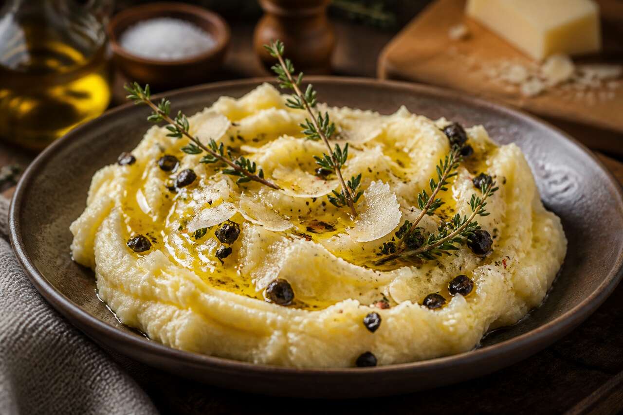 Écrasé de pommes de terre aux olives noires et fromage : recette gourmande
