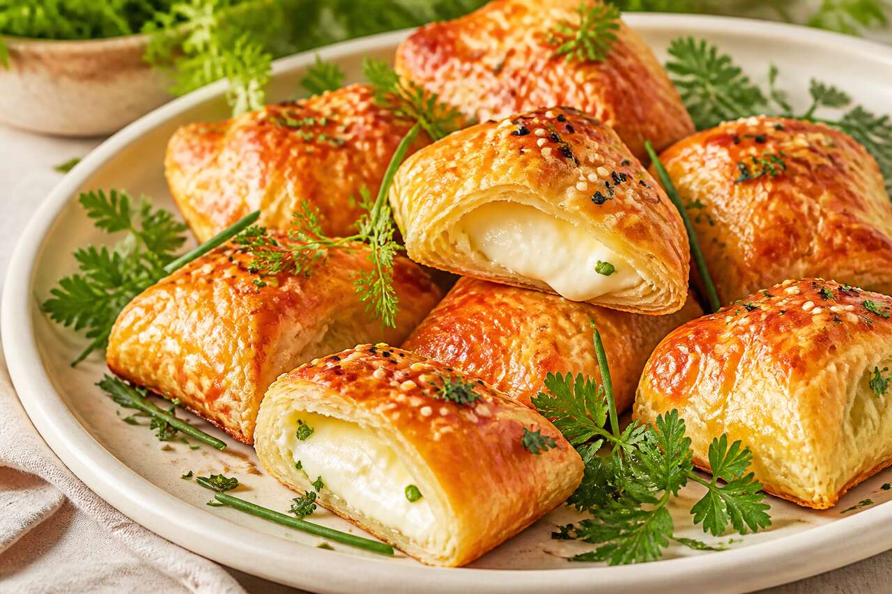Feuilletés au fromage frais, ail et fines herbes : découvrez la recette
