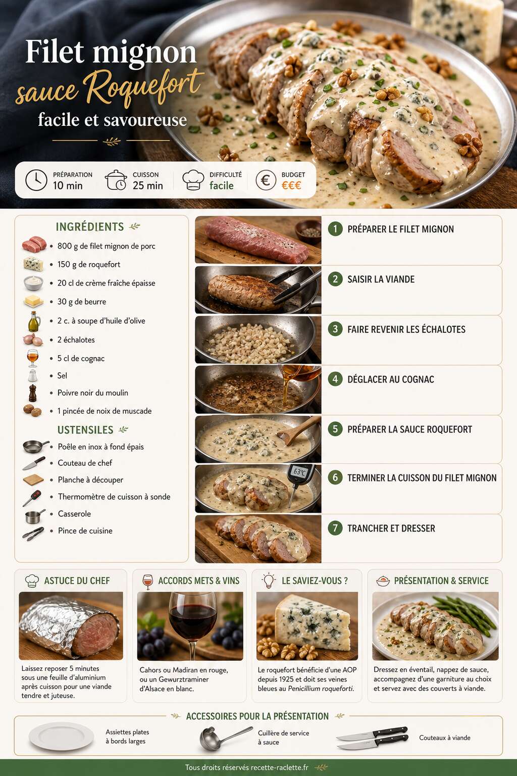 Fiche recette Recette filet mignon sauce Roquefort facile et savoureuse Fiche recette Recette filet mignon sauce Roquefort facile et savoureuse