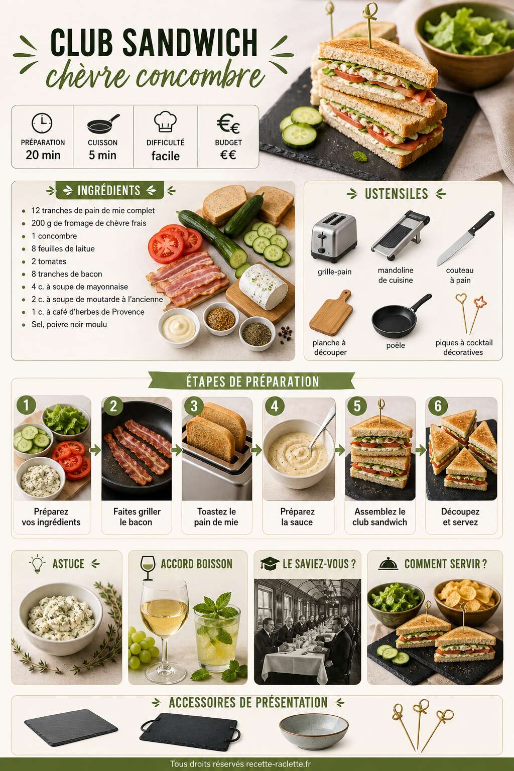Fiche recette Recette club sandwich chèvre concombre Fiche recette Recette club sandwich chèvre concombre