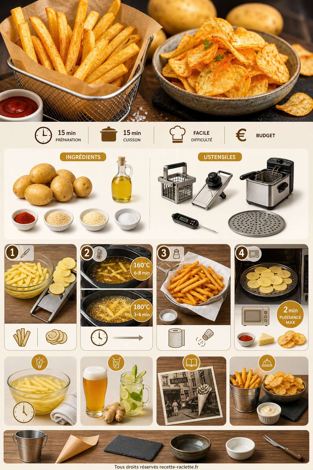 Fiche recette Astuces vidéo : frites et chips maison parfaites Fiche recette Astuces vidéo : frites et chips maison parfaites
