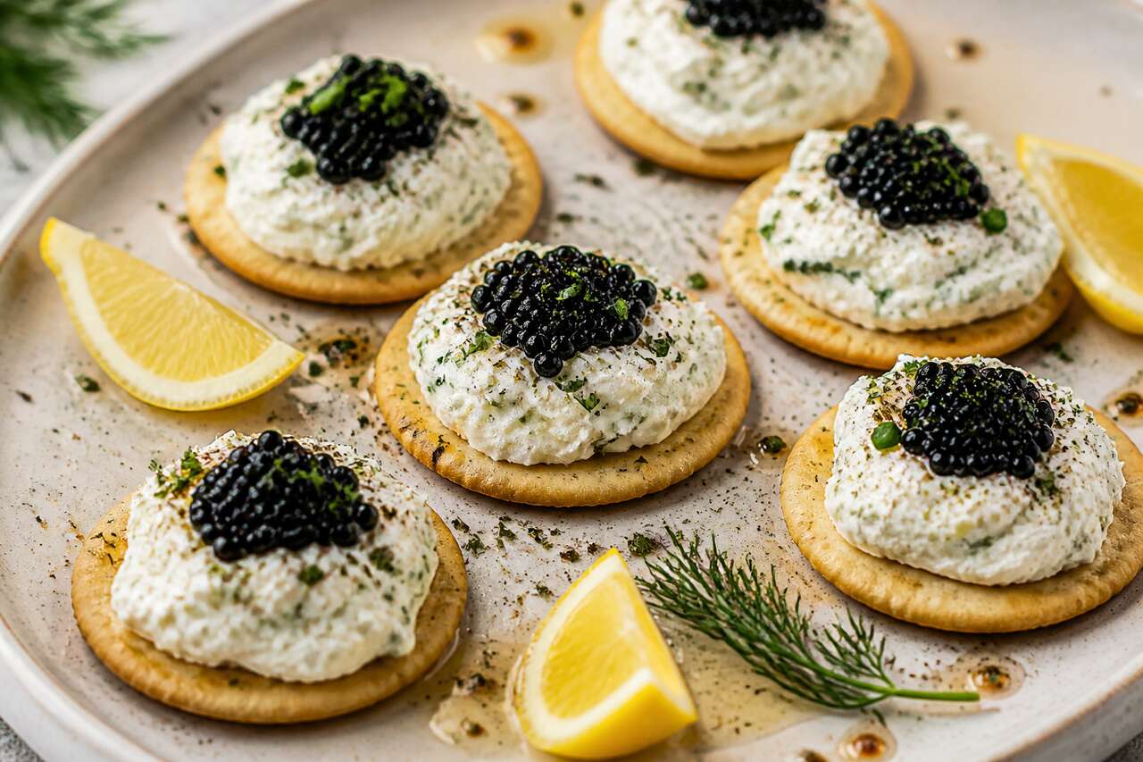 Bouchées au fromage, œufs de lump et légumes croquants : recette savoureuse