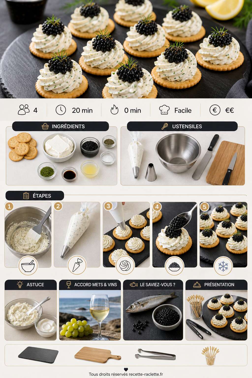 Fiche recette Bouchées au fromage, œufs de lump et légumes croquants : recette savoureuse Fiche recette Bouchées au fromage, œufs de lump et légumes croquants : recette savoureuse