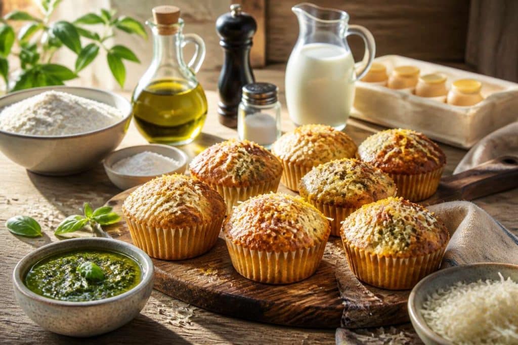 Muffins au grana padano et pesto : recette savoureuse